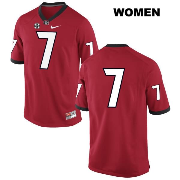 Georgia Bulldogs Women's DAndre Swift #7 NCAA No Name Authentic Red Nike Stitched College Football Jersey GPF7656GA